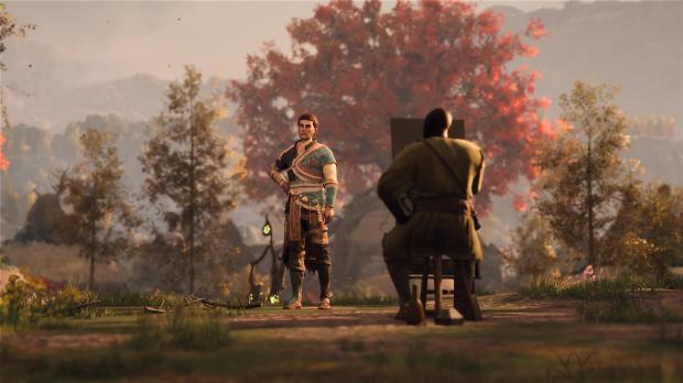 The image shows Vriden Gerr, the protagoonist of the game, posing for a portrait